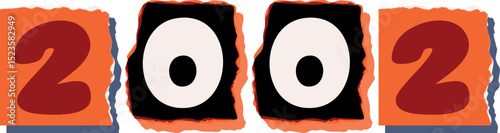 2002 Retro torn paper number Design art