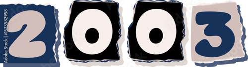 2003 Retro torn paper number Design art