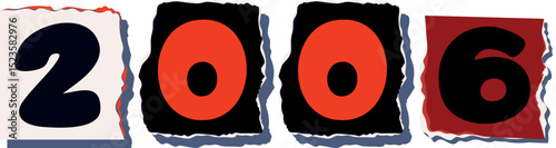 2006 Retro torn paper number Design art