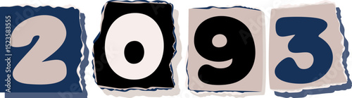2093 Retro torn paper number Design art
