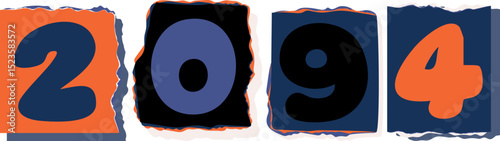 2094 Retro torn paper number Design art