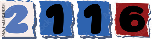 2116 Retro torn paper number Design art