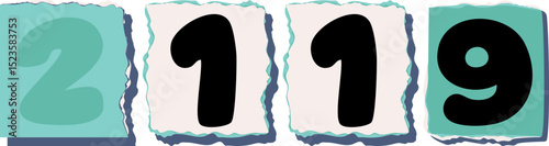 2119 Retro torn paper number Design art