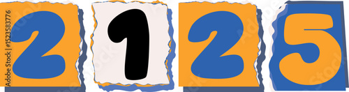 2125 Retro torn paper number Design art
