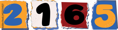 2165 Retro torn paper number Design art