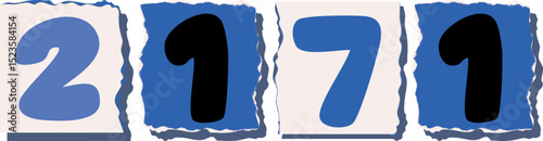 2171 Retro torn paper number Design art