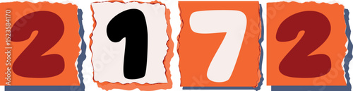 2172 Retro torn paper number Design art