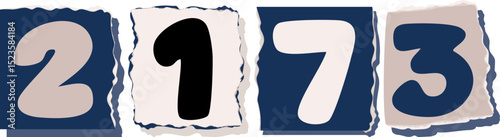 2173 Retro torn paper number Design art