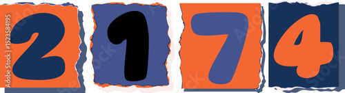 2174 Retro torn paper number Design art