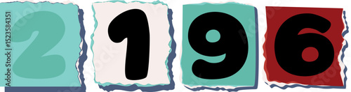 2196 Retro torn paper number Design art