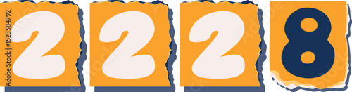 2228 Retro torn paper number Design art