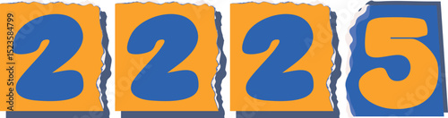 2225 Retro torn paper number Design art
