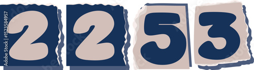 2253 Retro torn paper number Design art