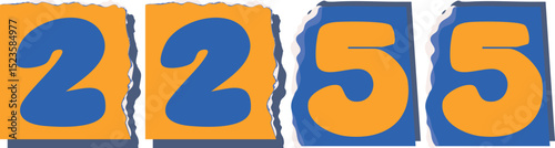 2255 Retro torn paper number Design art