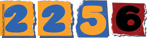 2256 Retro torn paper number Design art
