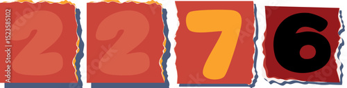 2276 Retro torn paper number Design art