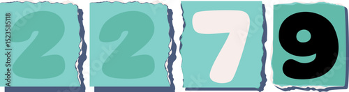 2279 Retro torn paper number Design art