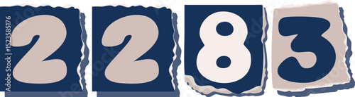 2283 Retro torn paper number Design art