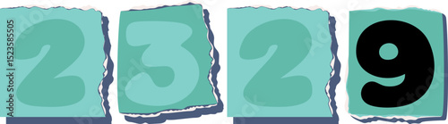 2329 Retro torn paper number Design art