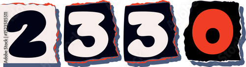 2330 Retro torn paper number Design art