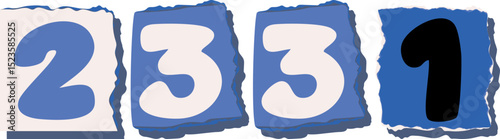 2331 Retro torn paper number Design art