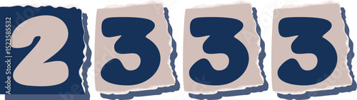 2333 Retro torn paper number Design art