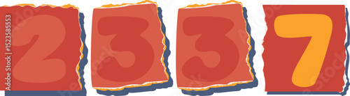 2337 Retro torn paper number Design art