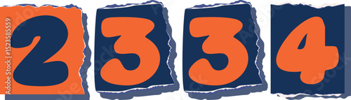 2334 Retro torn paper number Design art