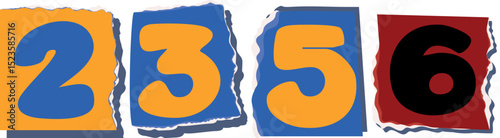 2356 Retro torn paper number Design art