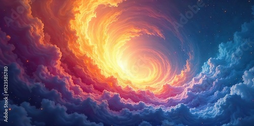Serene abstract image depicting swirling energy fields, representing the calming and transformative power of mediation and inner peace , serenity, quietude