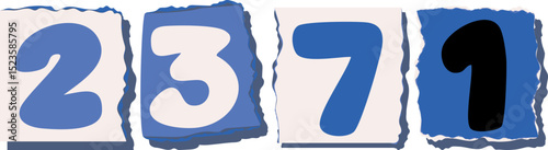 2371 Retro torn paper number Design art
