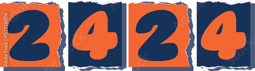 2424 Retro torn paper number Design art