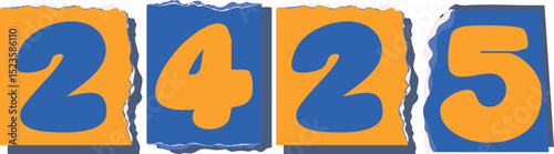2425 Retro torn paper number Design art