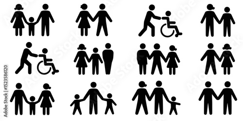 vector set of family and social connection icons