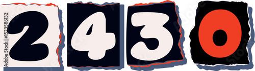 2430 Retro torn paper number Design art