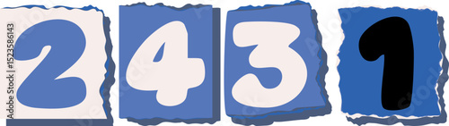 2431 Retro torn paper number Design art