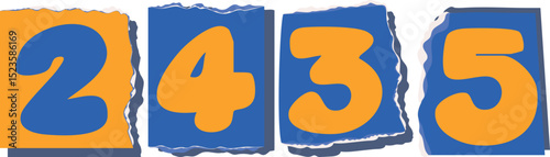 2435 Retro torn paper number Design art