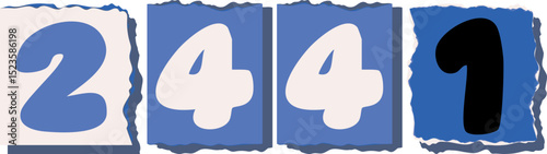 2441 Retro torn paper number Design art