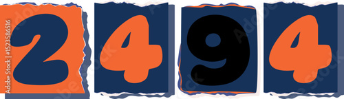 2494 Retro torn paper number Design art