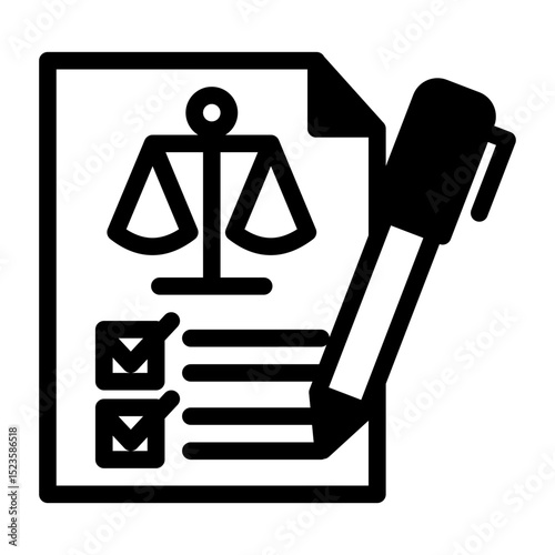 An icon representing a legal document, symbolizing contracts, agreements, and official paperwork. Ideal for law firms, notaries, and administrative use. (Mixed Style)