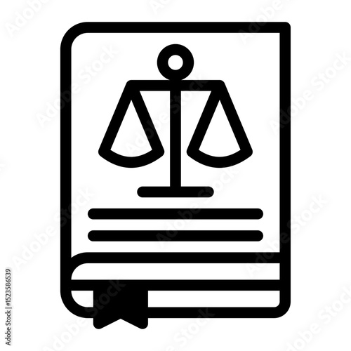 An icon of a law book, representing legal knowledge, constitution, and judicial reference. Suitable for education, legal studies, and legislative content. (Mixed Style)