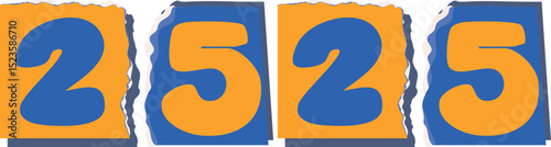 2525 Retro torn paper number Design art