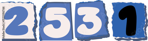 2531 Retro torn paper number Design art