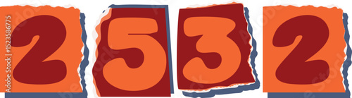 2532 Retro torn paper number Design art
