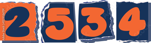 2534 Retro torn paper number Design art