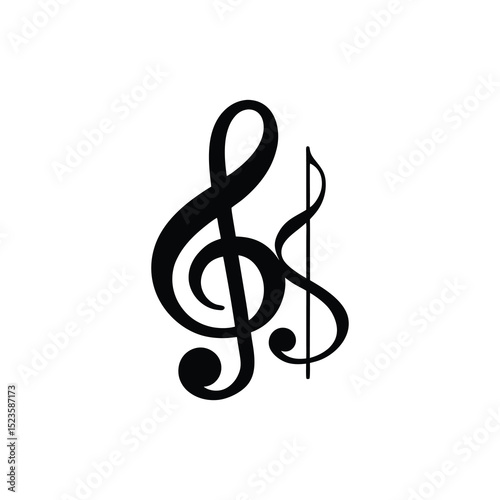 treble clef on white background