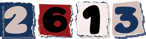 2613 Retro torn paper number Design art