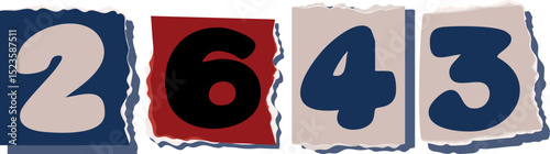 2643 Retro torn paper number Design art