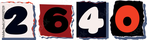 2640 Retro torn paper number Design art