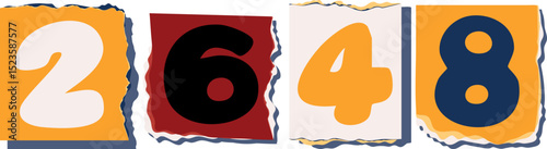 2648 Retro torn paper number Design art